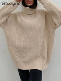 Sweaters Turtleneck Women Autumn Winter Knit Pullover Loose Blue Thick Winter Basic Turtleneck Women Sweaters