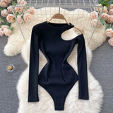 Design Off Shoulder Rompers Female Long Sleeve Solid Slim Jumpsuits Autumn Sexy Korean Streetwear Short Bodysuit