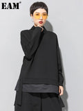 Loose Fit Asymmetrical Big Size Sweatshirt New High Collar Long Sleeve Women Big Size Fashion Spring Autumn 2023