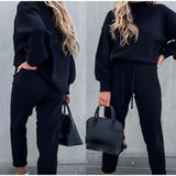 2 Piece Set Tracksuits Solid Zipper Lady Sports Suit Long Sleeve Elastic Waist Ankle-length Pants 2021 Spring