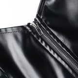 Y2K Halter Bat Aesthetic Summer Women Tops Streetwear Fashion Black Sleeveless Camis Grunge Punk PU Set Tank Top-Outfit