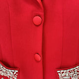 Star Fashion Heavy Industry Nails Studded Suit Dress Red Dress Fishtail