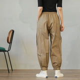 Pants Women Khaki Stylish Pockets Spring Solid Ankle Length Unisex Streetwear Solid Aesthetic Harem Trouser Chic Soft