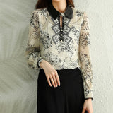 elegant floral printing ladies shirts Women's chiffon Blouses 2022 Spring Summer Long Sleeve Shirts Tops Blusas