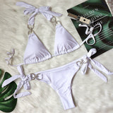 Toloer New Bikini Crystal Diamond Bikini Solid Color Strap Swimsuit High End Sexy Female Swimsuit