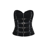 Summer 2024 New Sexy Hot Girls With Fish Bones And Chest Skin Buckle Vest Girls-Outfit