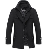 Winter Brand Men Solid Wool Blend Coat Men Fashion Casual Double Collar Wool Overcoat Thick Warm Wild Wool Coats