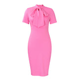 Women's Fashion Short-Sleeved Strapped Pencil Dress Professional Temperament Tongle African