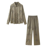 Street Style Beaded Embroidered Shirt With Beaded Embroidered Pants In Spring 2024-Outfit