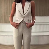 Summer New Fashion Temperament Simple Vest Suit Long Set