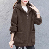 sweater women plus fleece new autumn and winter loose Korean zipper cardigan thick lamb wool