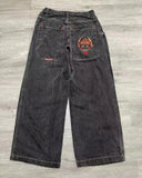 New High Street Hiphop Hip Hop Brand Printed Jeans Men's Straight Baggy Wide-Legged Pants-Outfit
