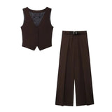 Women's Clothing INS Net Red Simple Temperament Commuted Sleeveless Suit Vest Top + Pants