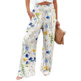 Spring And Summer New Four Seasons Of Leisure Wide Leg Trousers Print Burst Loose Trousers