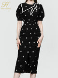 Han Queen Korean Summer Dress Embroidered Pencil Dress Office Eleagnt Work Vestidos Business Sheath Bodycon Women Dresses-Outfit