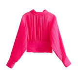 New Bow Bow Pleated Solid Color Fashion Shirt 7969225 712-Outfit
