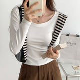 And Slim In Early Autumn, Small Gray T-Shirt Women's New Gentle Underwear Long-Sleeved Blouse-Outfit