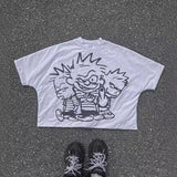 Dress Y2k Long Cartoon Pattern T-Shirt Hip-Hop Harajuku Fashion Men's Casual Round Collar Gothic Short Sleeves-Outfit