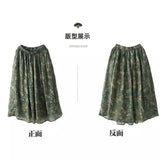 New Heavy Industry Print Skirt In The Summer Of 2023 Is Elegant Cotton And Linen Half Skirt, Lady's Vintage Broken Flower Big Swing Skirt.-Outfit