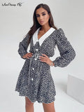 Elegant Women Dress Party 2022 Peter Pan Collar Ladies Vintage Floral Dress Sash Puff Sleeve A-Line Dress