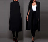 Women Jacket Elegant Office Lady Blazers Outwear White Sexy Split Fork Cape Suit Cape Sleeve Female Coat Spring Autumn-Outfit