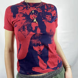 Harajuku Graphic Print T-shirt 90s Women Vintage Crop Top Y2K Aesthetic Summer Slim Fit Tees Tops Streetwear Gothic