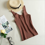 Hook Flower Lace Tank solid Stitching V-neck Camis Female Knitted Short Slim Sleeveless Shirt Tank Casual