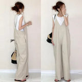 Solid Color 2025 Summer New Women's Slings Pure Color Casual Loose Broad Leg