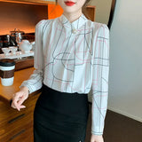 elegant office ladies printing shirts women chiffon blouses 2022 Spring Summer Long sleeve tops female Mujer