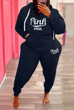 Plus Size Sportwear Print Long Sleeve Hoodies And Pant 2 Piece
