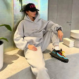 Pants Set Autumn Winter 2 Piece Sets Womens Outfits Tracksuit Y2k Tops Hoodies Straight Long Print Letter Loose 2023-Outfit