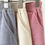 Autumn Winter Womens Thick Warm Pants 2023 Casual Corduroy High Waist Loose Pants Woman Ulzzang Wide-leg Trousers