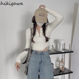 Cardigan Woman Y2k Tops 2023 Ropa Mujer O-neck Long Sleeve Tunic Sueter Fashion Korean Knitted Cropped Sweaters Pull