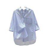 Pink Striped Shirt 2025 Summer New Women's Art Small Fresh Bat Sleeve Single Pocket Collar