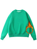 Winter Fleece Sweatshirt Women Oversize Green Tops Loose Thick Velvet Warm Sweatshirts Women Thick Fleece
