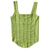 Women Green Irregular Shaped Tank Tops New Square Collar Sleeveless Personality Fashion Tide Spring Summer 2023