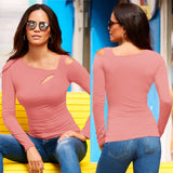 And Winter Explosion Wish Spring And Autumn New Women's Slanted Shoulder Sexy Long-Sleeved