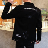 The Fall Of 2023, The New Men's Korean Fashion Jacket Is Slim And Handsome For Teenagers. Black Denim Jackets For Men.-Outfit