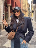 Tie With Long-Sleeved Wind Coat Jacket Top 2025 Spring And Autumn New