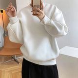 Button Detailed Space Cotton Sweatshirt Blue Gray White Women's Spring Autumn Thin Design Loose Lazy Women