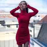 Sexy Velvet High Collar Long Sleeve Rope Pucker Club