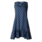 Dress 2021 Women Ruffle Spring Street Sexy Casual Slim Thin Beach Party O Neck Mini Polka Dot Dress Vestidos De