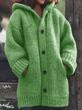 Mid-length Sweater New Cardigan Hooded Jacket Coats Women Winter Sweater Clothes