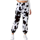 Ms. Autumn And Winter Fashion Explosion Cow Print Pattern Lady Loose Fashion Trousers