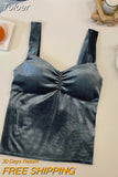 Women Vintage Velours Camis With Bra Pad Grace Plush Tank Tops Slim Off Shoulder Tops For Women Autumn