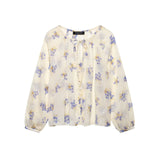 Homemade New Women's Classic Flower Printed Transparent Shirt