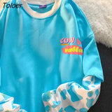 Hop Streetwear Cute Strawberry Pink Tops Patchwork Sweatshirt Women Kawaii Teens Girls Clothes 2021Autumn New Korean