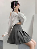 Pleated Skirts For Women Short White High Waist Mini Skirts With Shorts Inside A Line Gray pleated Skirt High Waist