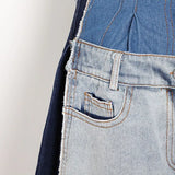 Hit Color Denim Shorts For Female High Waist Women's Casual Wide-legged Shorts Fashion Streetwear Tide New