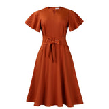Women's 2025 Summer Fashion Temperament Solid Color Bonded Short Sleeves Grand